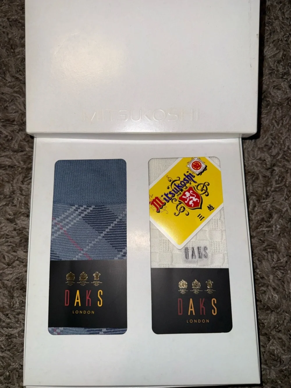 DAKS London Men’s Blue Plaid & White Sock Gift Set - Picture 10 of 12